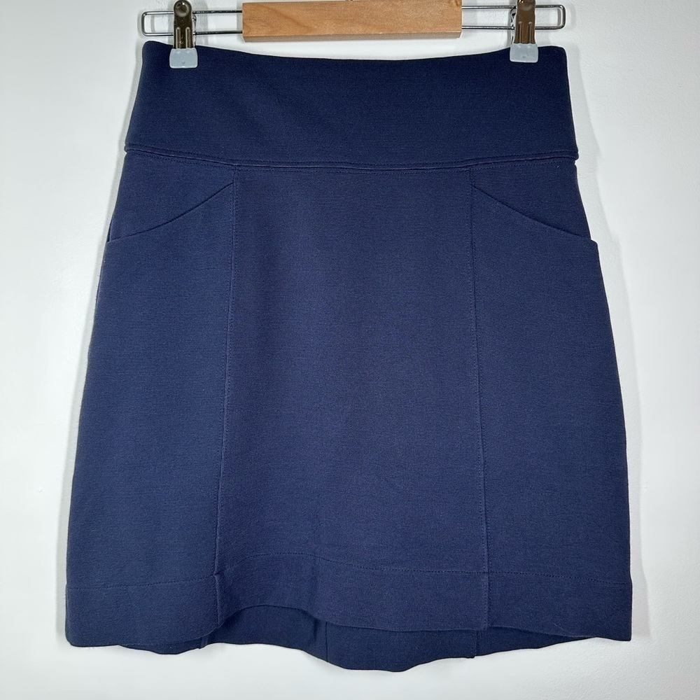 Anthropologie Maeve Navy Blue‎ Stretch Mini Skirt XS